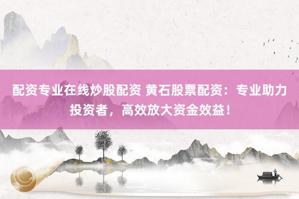 配资专业在线炒股配资 黄石股票配资：专业助力投资者，高效放大资金效益！