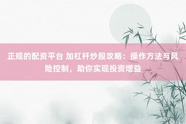 正规的配资平台 加杠杆炒股攻略：操作方法与风险控制，助你实现投资增益