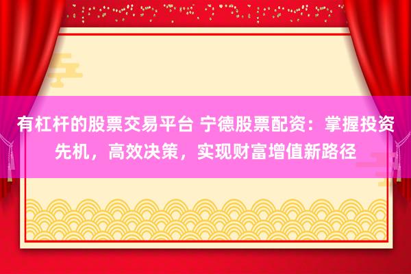 有杠杆的股票交易平台 宁德股票配资：掌握投资先机，高效决策，实现财富增值新路径