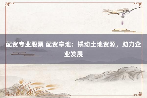 配资专业股票 配资拿地：撬动土地资源，助力企业发展