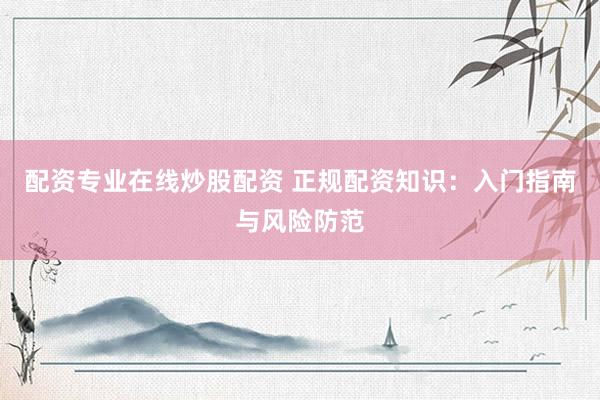 配资专业在线炒股配资 正规配资知识：入门指南与风险防范