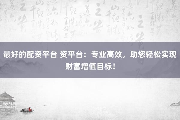 最好的配资平台 资平台：专业高效，助您轻松实现财富增值目标！