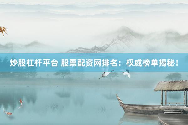 炒股杠杆平台 股票配资网排名：权威榜单揭秘！