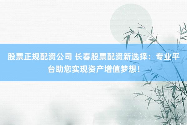 股票正规配资公司 长春股票配资新选择：专业平台助您实现资产增值梦想！