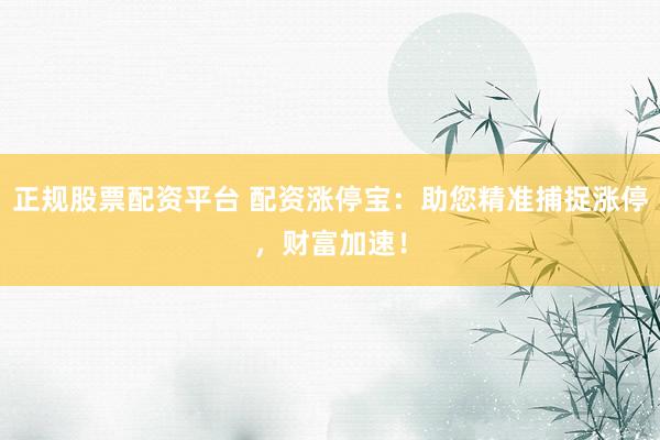 正规股票配资平台 配资涨停宝：助您精准捕捉涨停，财富加速！