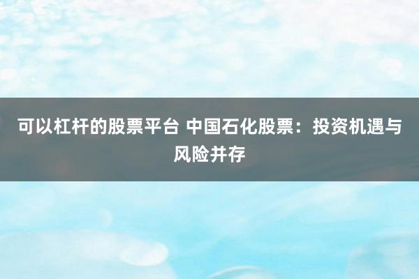 可以杠杆的股票平台 中国石化股票：投资机遇与风险并存