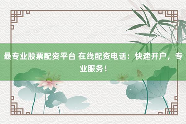 最专业股票配资平台 在线配资电话：快速开户，专业服务！