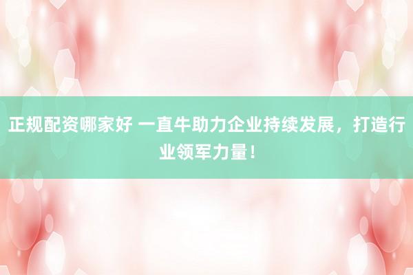 正规配资哪家好 一直牛助力企业持续发展，打造行业领军力量！