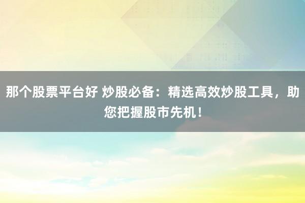 那个股票平台好 炒股必备：精选高效炒股工具，助您把握股市先机！