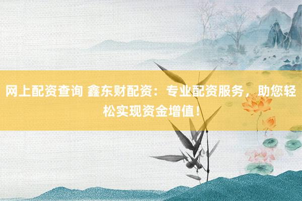 网上配资查询 鑫东财配资：专业配资服务，助您轻松实现资金增值！