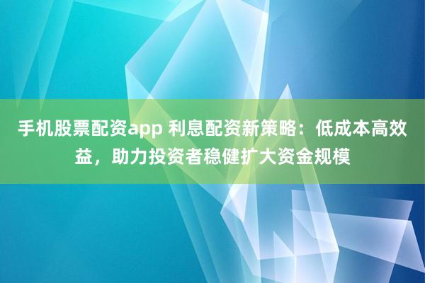 手机股票配资app 利息配资新策略：低成本高效益，助力投资者稳健扩大资金规模