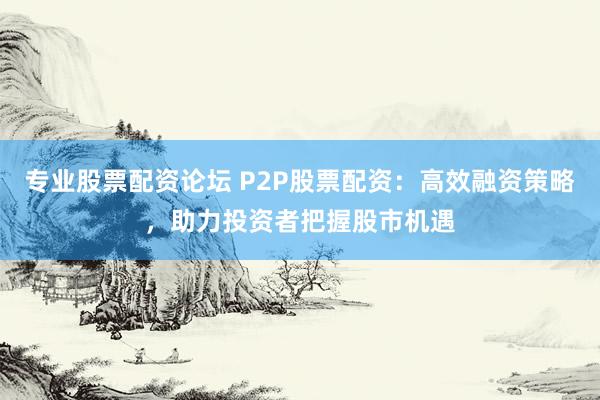 专业股票配资论坛 P2P股票配资:高效融资策略,助力投资者把握股市机遇