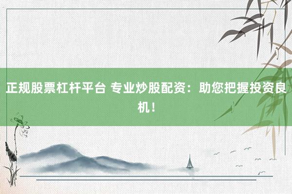 正规股票杠杆平台 专业炒股配资:助您把握投资良机!
