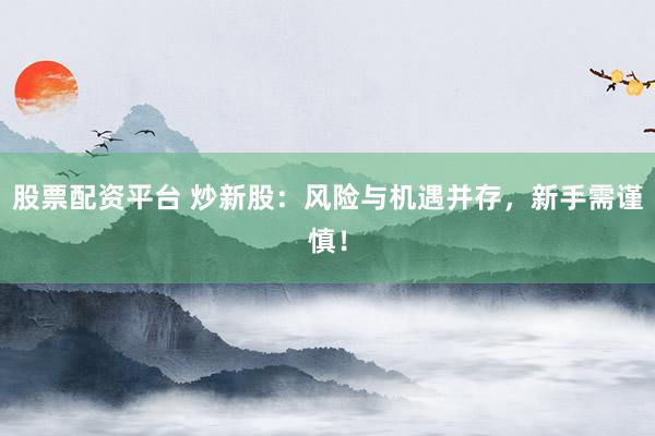 股票配资平台 炒新股：风险与机遇并存，新手需谨慎！
