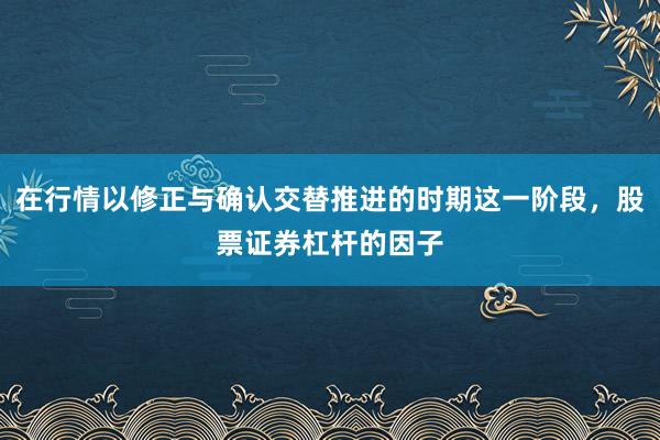 在行情以修正与确认交替推进的时期这一阶段，股票证券杠杆的因子