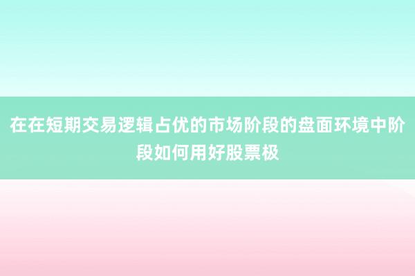 在在短期交易逻辑占优的市场阶段的盘面环境中阶段如何用好股票极