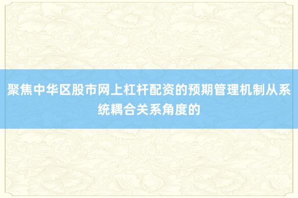 聚焦中华区股市网上杠杆配资的预期管理机制从系统耦合关系角度的