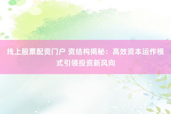 线上股票配资门户 资结构揭秘:高效资本运作模式引领投资新风向